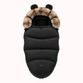 Chancelière poussette hiver noire avec capuche fourrure et oreilles d'ourson