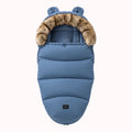 Chancelière poussette hiver bleu orage avec capuche fourrure et oreilles d'ourson